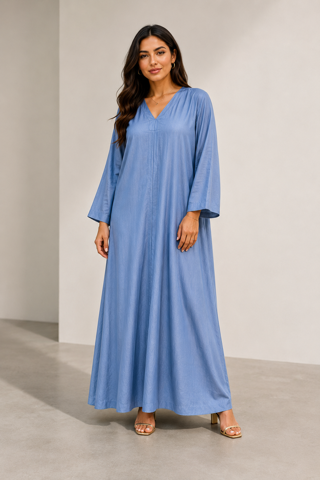 Abaya oversize en coton effet jean – Image 5