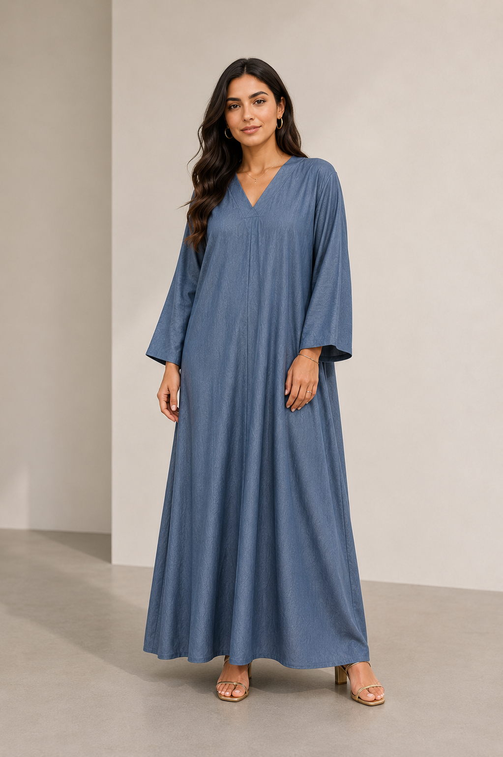 Abaya oversize en coton effet jean – Image 3
